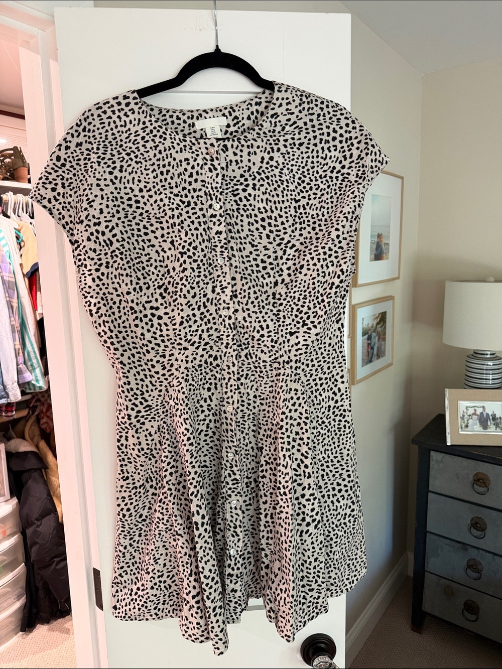H&M Black Animal Print Mini Dress on Cream Base